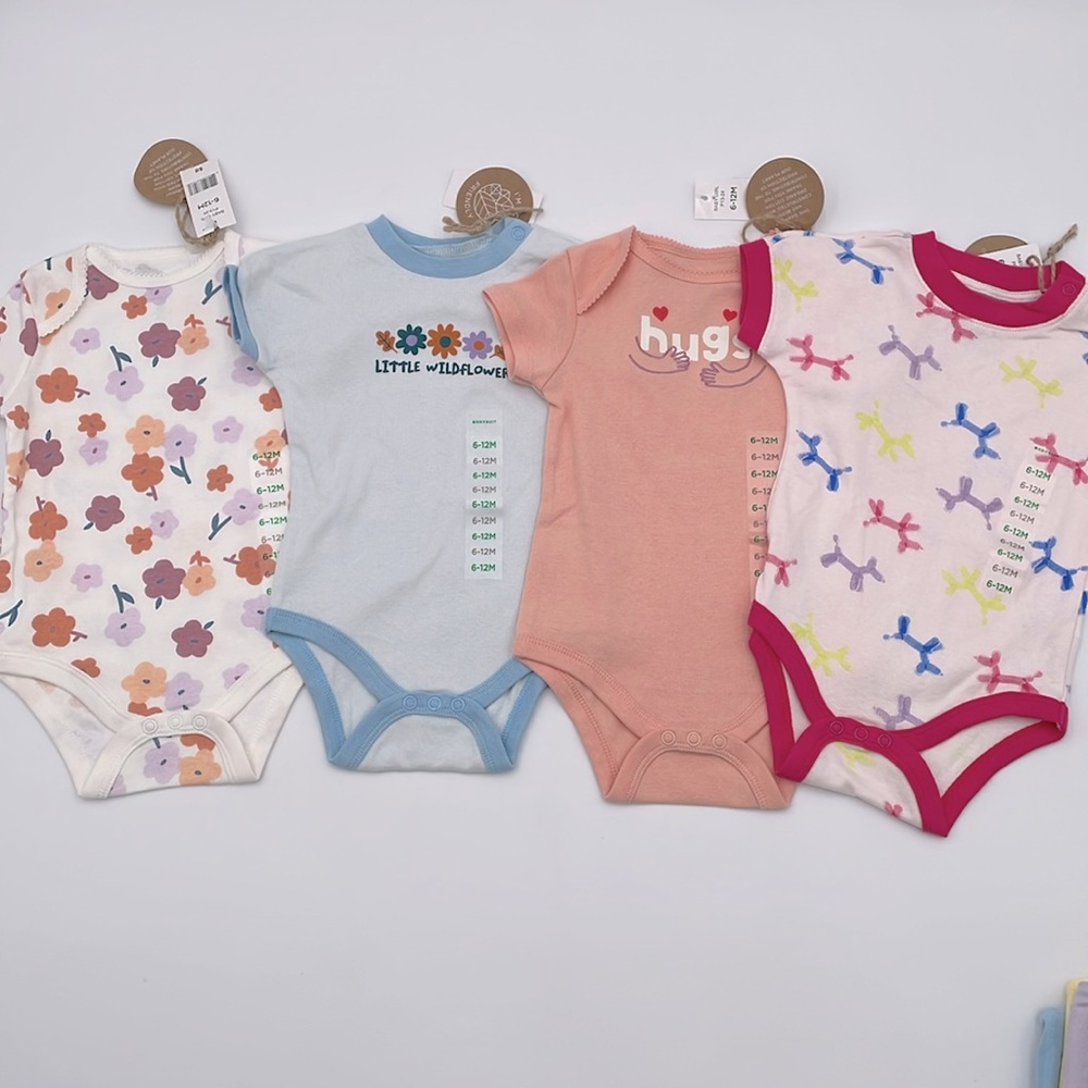 Baby Girl Eco-friendly Organic Cotton Short Sleeve Onesies - 7 outfits - 6-12M‎ - Picture 7 of 12